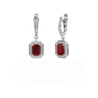 Drop earrings Dodie 2 950 platinum ruby 6.5x4.5 mm