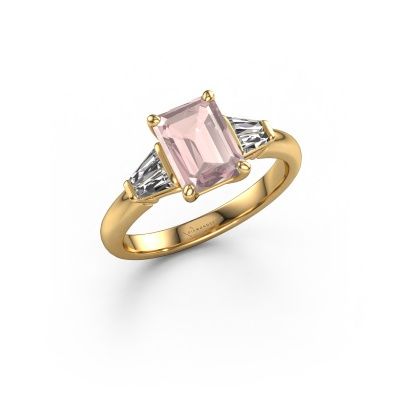 Engagement ring Kina EME 585 gold morganite champagne 8x6 mm