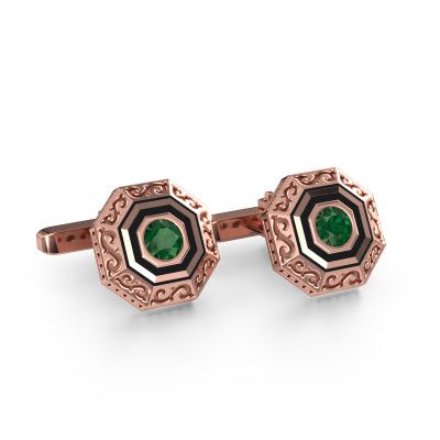 Cufflinks Dion 585 rose gold emerald 5 mm
