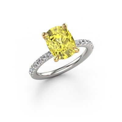 Engagement ring Crystal CSH 2 585 white gold yellow lab grown diamond 10.2x7.6 mm
