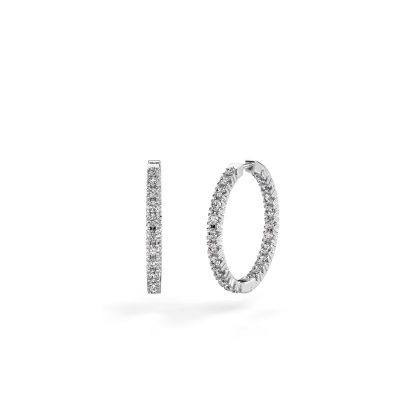 Créoles Miki 20mm 585 or blanc diamant synthétique 1.38 crt