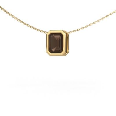 Pendant Lavon EME 585 gold smokey quartz 8x6 mm