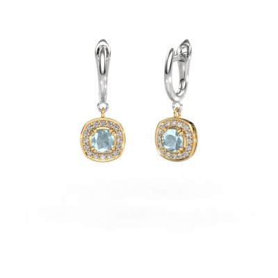 Drop earrings Marlotte 1 585 gold aquamarine 5 mm
