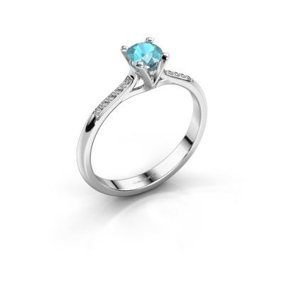 Engagement ring Isa 2 585 white gold blue topaz 4.2 mm