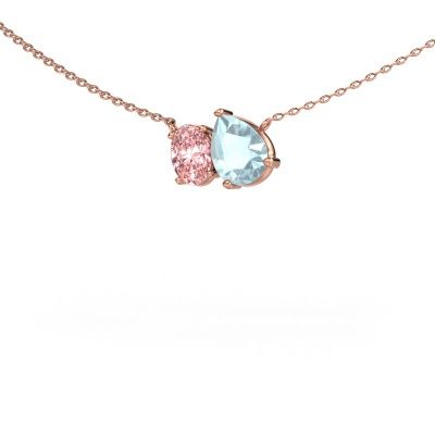 Pendant Toi et Moi PER OVL 585 rose gold aquamarine 8x6 mm
