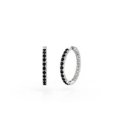 Créoles Miki 20mm 585 or blanc diamant noir 1.524 crt