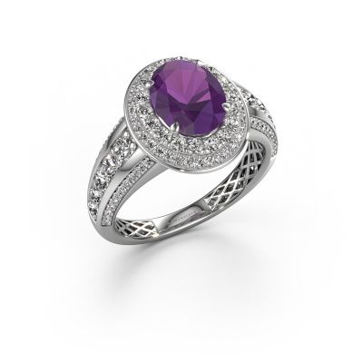 Engagement ring Nancie 585 white gold amethyst 9x7 mm