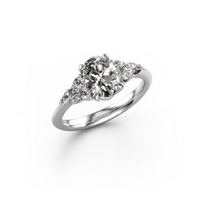 Engagement ring Melani OVL 950 platinum zirconia 8x6 mm