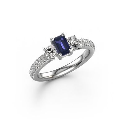 Engagement ring Marielle EME 585 white gold sapphire 6x4 mm