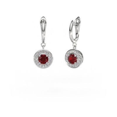 Pendants d'oreilles Ninette 1 950 platine rubis 5 mm