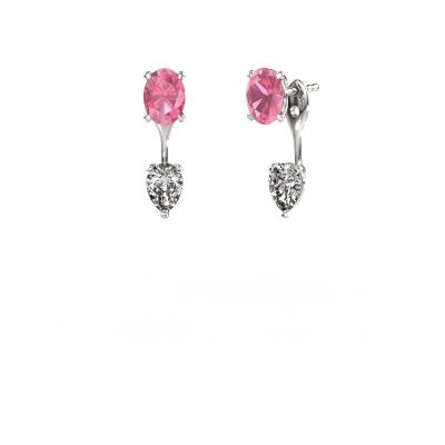 Pendants d'oreilles Kate OVL-PER 950 platine saphir rose 7x5 mm