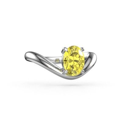 Engagement ring Femke OVL 950 platinum yellow lab grown diamond 8x6 mm