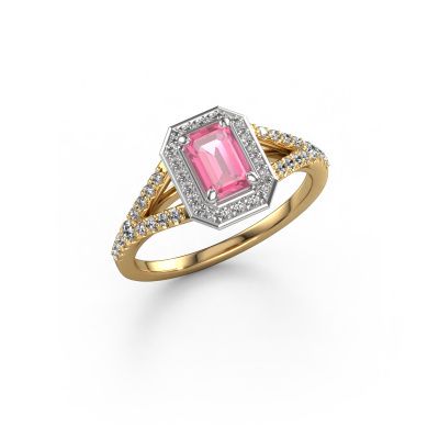 Engagement ring Pamela EME 585 gold pink sapphire 6x4 mm