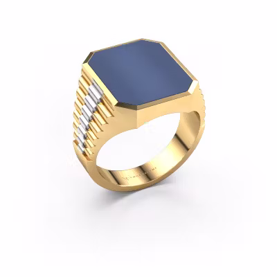 Signet ring Brent 4 585 gold blue sardonyx 16x13 mm