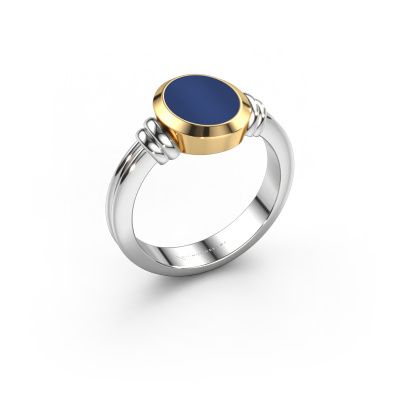 Bague pinky Jake 1 585 or blanc lapis lazuli 10x8 mm