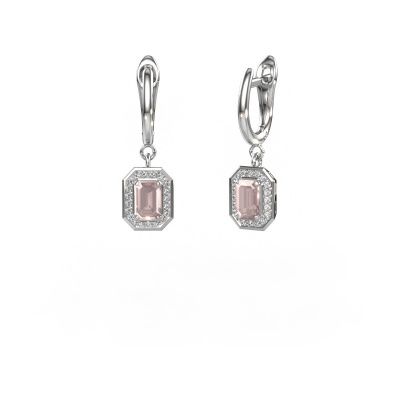 Drop earrings Dodie 1 585 white gold morganite champagne 6x4 mm