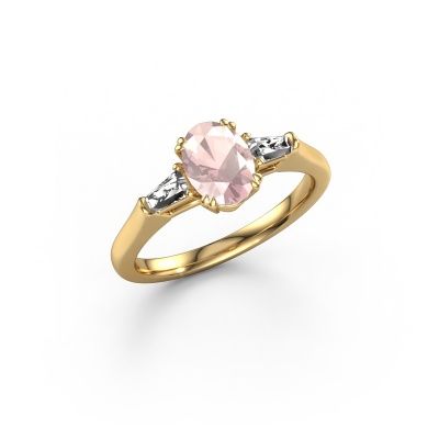 Engagement ring Indy OVL 585 gold morganite champagne 8x6 mm