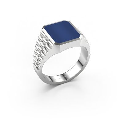 Signet ring Brent 2 585 white gold lapis 12x10 mm