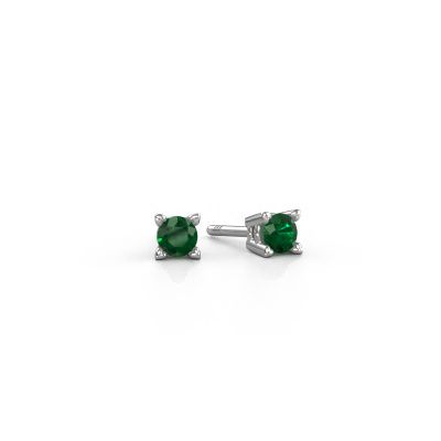 Clous d'oreilles Cather 585 or blanc emeraude 4 mm