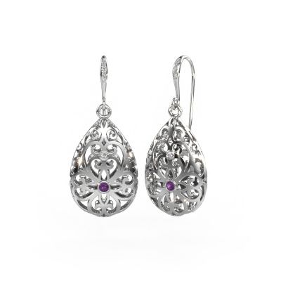 Drop earrings Idalia 2 585 white gold amethyst 2 mm