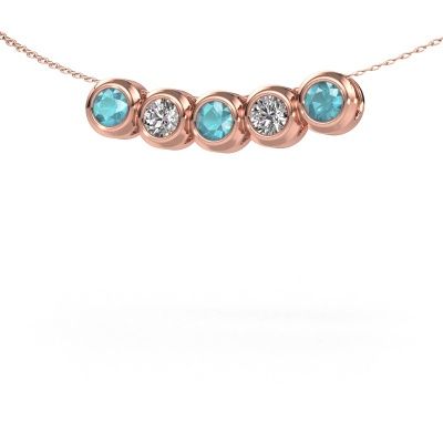 Necklace Kim 5 585 rose gold blue topaz 4 mm