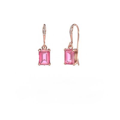 Pendants d'oreilles Laurie EME 2 585 or rose saphir rose 7x5 mm