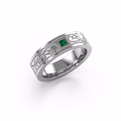 Men's ring Matijs 950 platinum emerald 3 mm
