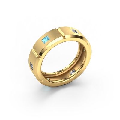 Men's ring Steve light 585 gold blue topaz 3 mm