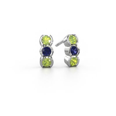Boucles d'oreilles Lotte 585 or blanc péridot 3 mm