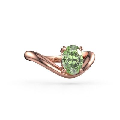 Engagement ring Femke OVL 585 rose gold green lab grown diamond 8x6 mm