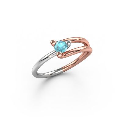 Ring Roosmarijn 585 rose gold blue topaz 3.7 mm