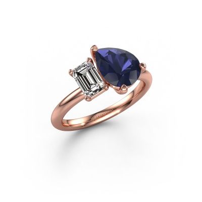 Engagement ring Toi et Moi PER-EME 585 rose gold sapphire 9x7 mm