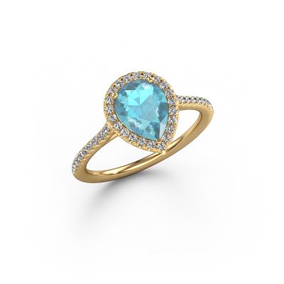 Verlobungsring Seline per 2 585 Gold Blau Topas 8x6 mm