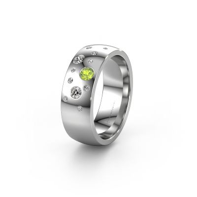 Wedding ring WH0141L26BP 585 white gold peridot ±0.28x0.08 in