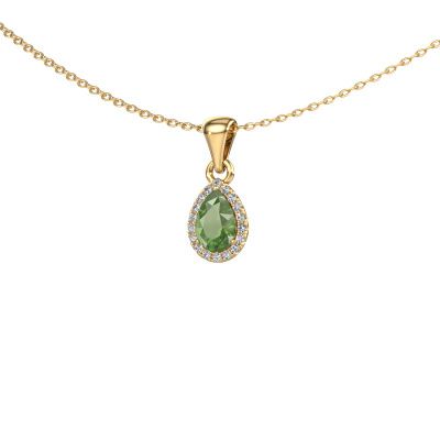 Pendant Seline per 585 gold tourmaline green 6x4 mm