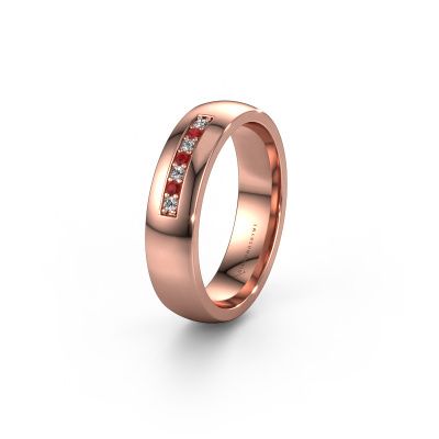 Trouwring WH0112L25BP 585 rosé goud robijn ±5x2 mm