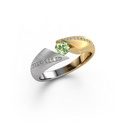 Ring Hojalien 2 585 white gold green lab grown diamond 4.2 mm