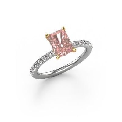 Engagement ring Crystal RAD 4 585 white gold pink lab grown diamond 7.5x5.5 mm