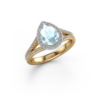 Engagement ring Verla pear 2 585 gold aquamarine 8x6 mm