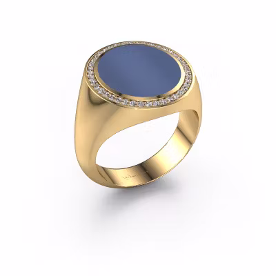 Zegelring Adam 5 585 goud blauw lagensteen 15x13 mm