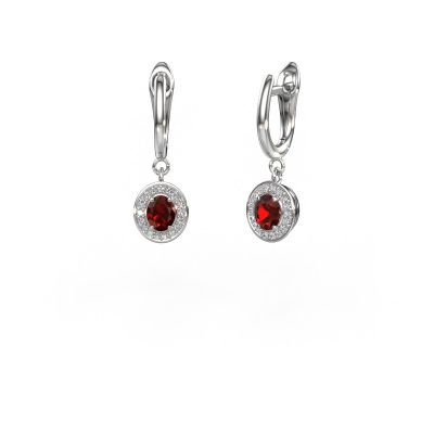 Drop earrings Nakita 950 platinum garnet 5x4 mm