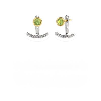 Boucles d'oreilles Rosetta 585 or blanc péridot 4 mm