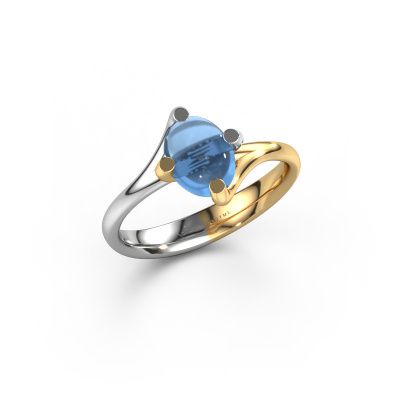 Ring Nora 585 white gold blue topaz 8x6 mm