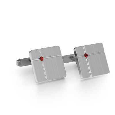 Cufflinks Hilco 585 white gold garnet 2 mm
