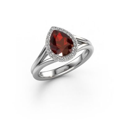 Engagement ring Verla pear 1 950 platinum garnet 8x6 mm