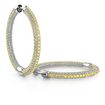 Créoles Hope 25mm 585 or blanc saphir jaune 1 mm