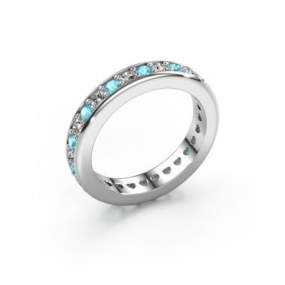 Stackable ring Nienke 585 white gold blue topaz 2.2 mm