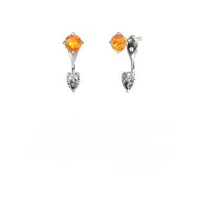 Pendants d'oreilles Kate RND-PER 950 platine citrine 5 mm