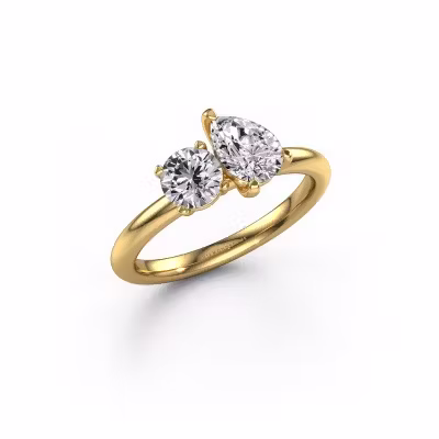 Engagement ring Toi et Moi PER-RND 585 gold lab grown diamond 1.15 crt