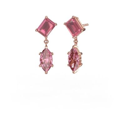 Drop earrings Toi et Moi EME MRQ 585 rose gold tourmaline pink 8x6 mm